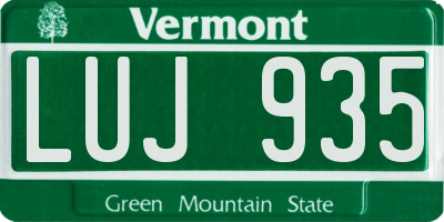 VT license plate LUJ935