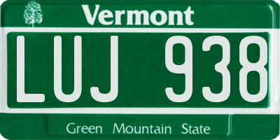 VT license plate LUJ938