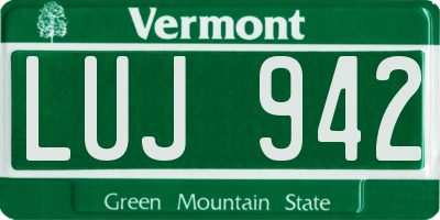 VT license plate LUJ942