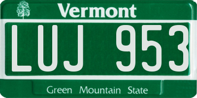 VT license plate LUJ953
