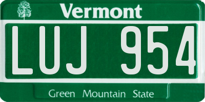 VT license plate LUJ954