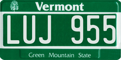 VT license plate LUJ955