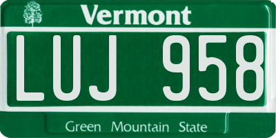 VT license plate LUJ958