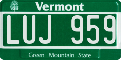 VT license plate LUJ959