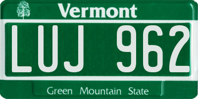 VT license plate LUJ962