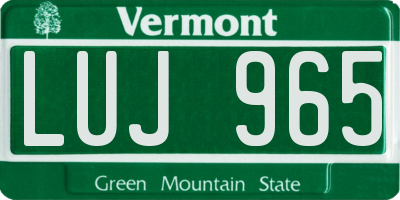 VT license plate LUJ965