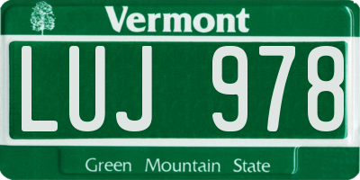 VT license plate LUJ978