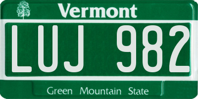 VT license plate LUJ982