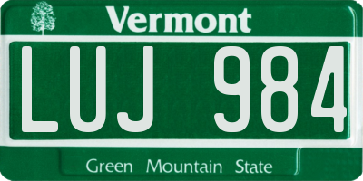 VT license plate LUJ984