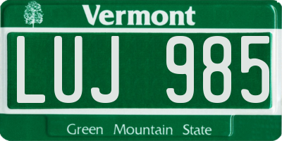 VT license plate LUJ985