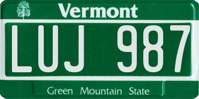 VT license plate LUJ987