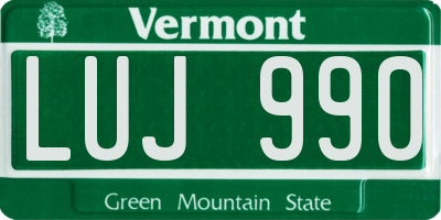 VT license plate LUJ990
