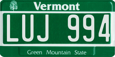 VT license plate LUJ994