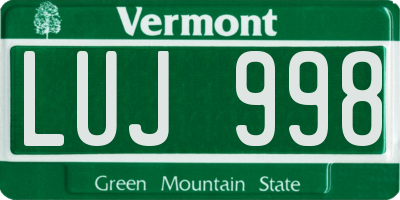VT license plate LUJ998