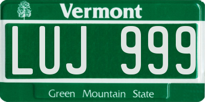 VT license plate LUJ999
