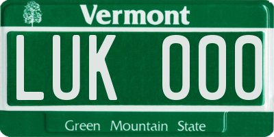 VT license plate LUK000