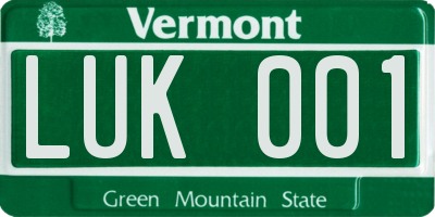 VT license plate LUK001