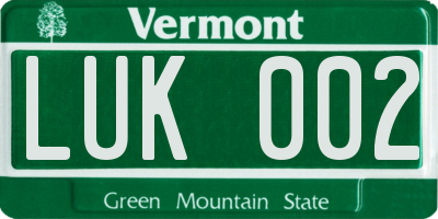 VT license plate LUK002