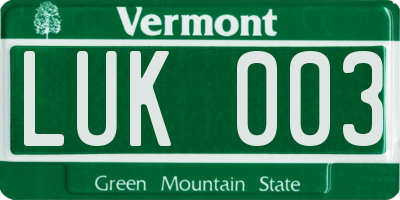 VT license plate LUK003
