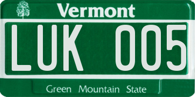 VT license plate LUK005