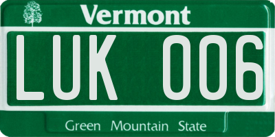 VT license plate LUK006