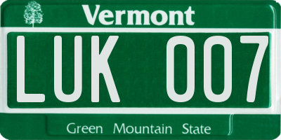 VT license plate LUK007