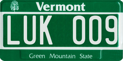 VT license plate LUK009