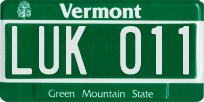 VT license plate LUK011