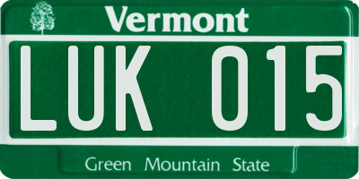 VT license plate LUK015