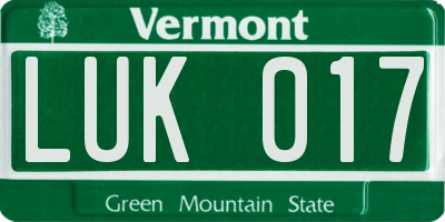 VT license plate LUK017