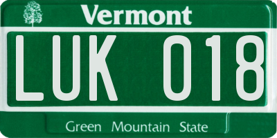 VT license plate LUK018
