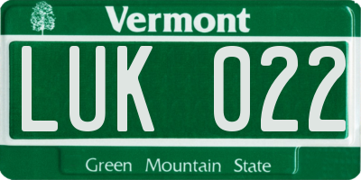 VT license plate LUK022