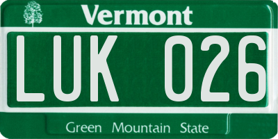 VT license plate LUK026