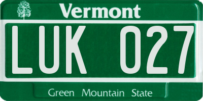 VT license plate LUK027