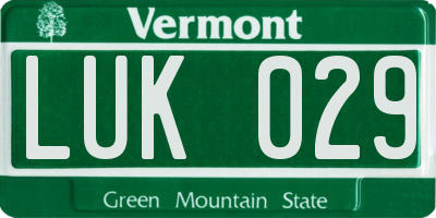 VT license plate LUK029