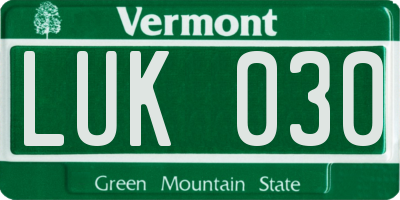 VT license plate LUK030