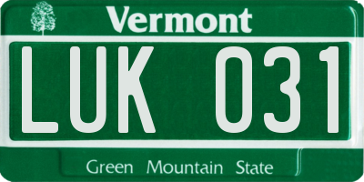 VT license plate LUK031