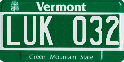 VT license plate LUK032