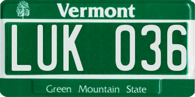 VT license plate LUK036