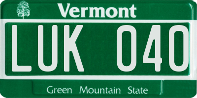 VT license plate LUK040