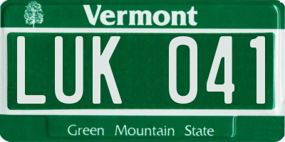 VT license plate LUK041