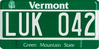 VT license plate LUK042