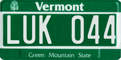 VT license plate LUK044