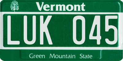 VT license plate LUK045
