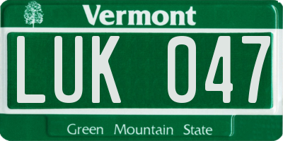 VT license plate LUK047