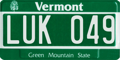 VT license plate LUK049