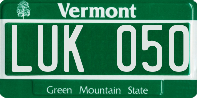 VT license plate LUK050