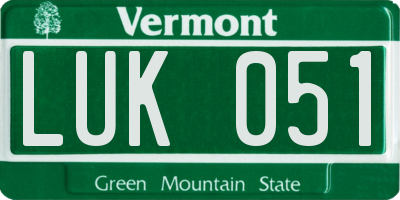 VT license plate LUK051