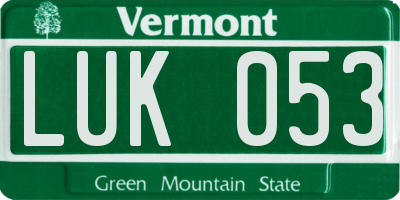 VT license plate LUK053