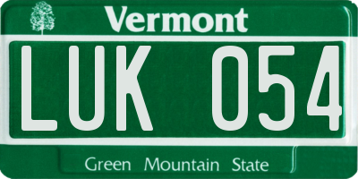 VT license plate LUK054